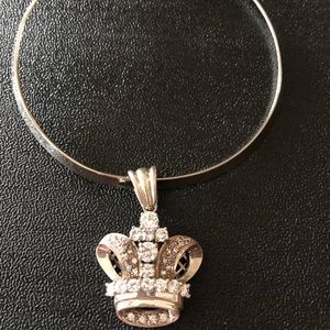 Large sterling crown pendant